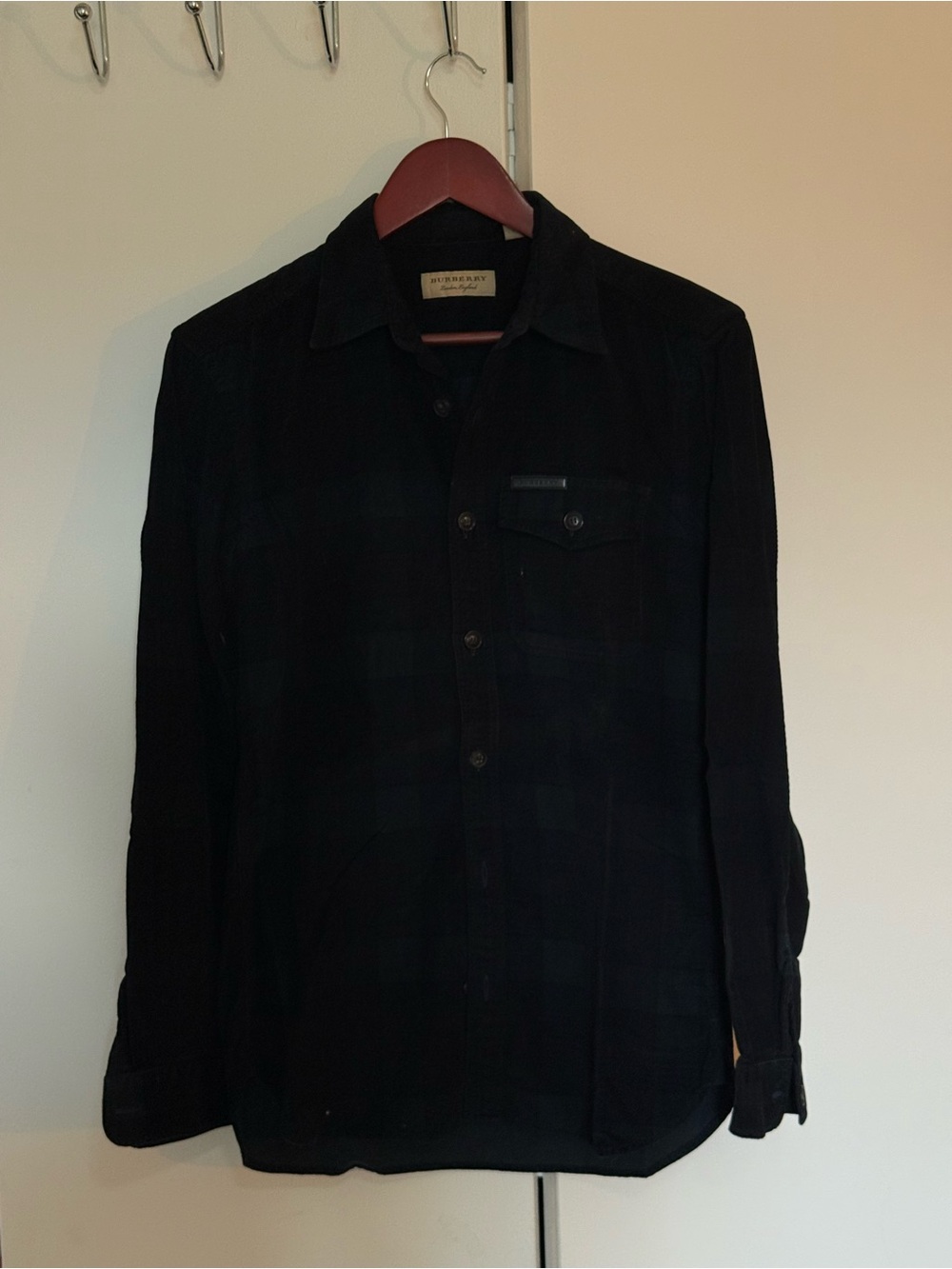 Burberry Men's Velvet Black Button-Up Shirt